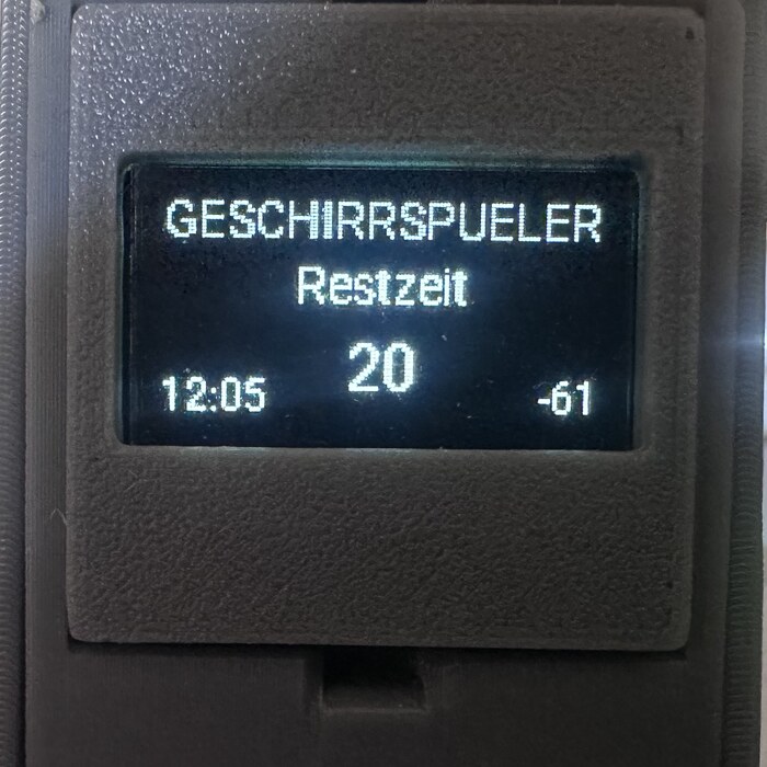 OLED-Display zeigt Geschirrspüler Restzeit von 20 Minuten